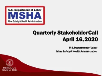 Quarte  uarterl  rly  y Stakehol  older  derCall  ll  Apri  ril  l 16  16,20  2020  20  U.S  .S.  .