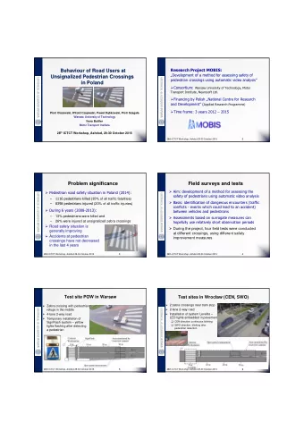 Behaviour of Road Users at  Behaviour of Road Users at  Development of a method for assessing