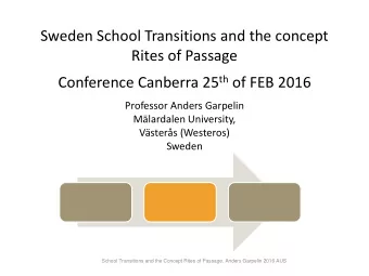 Sweden School Transitions and the concept  Rites of Passage Conference Canberra 25 th of FEB 2016