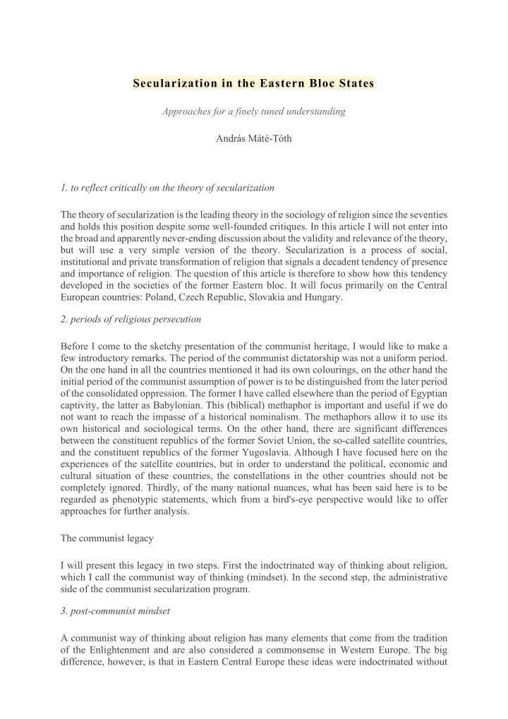 secularization in the eastern bloc states