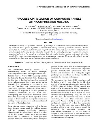 PROCESS OPTIMIZATION OF COMPOSITE PANELS  WITH COMPRESSION MOLDING Moosun KIM 1, 2 , Woo-Suck HAN 1