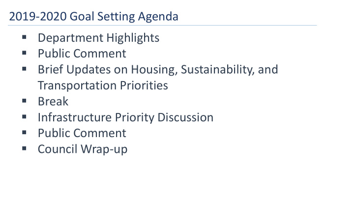 2019 2020 goal setting agenda department highlights