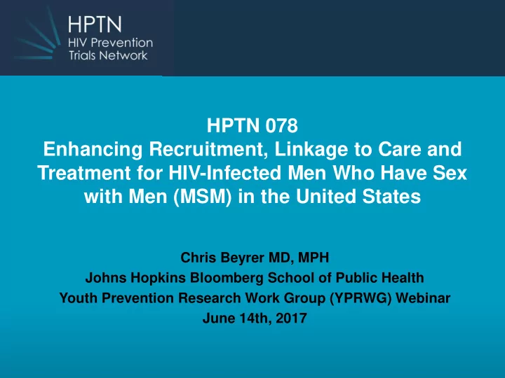 treatment for hiv infected men who have sex