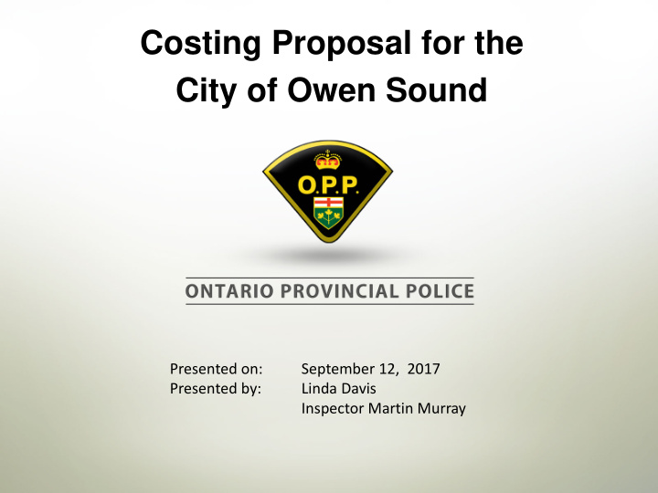 costing proposal for the city of owen sound