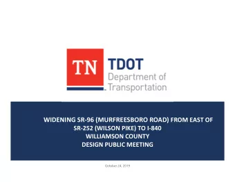 Welcome &amp; Thank You for Attending  Introduction  Breakout Session  of TDOT Representatives  for