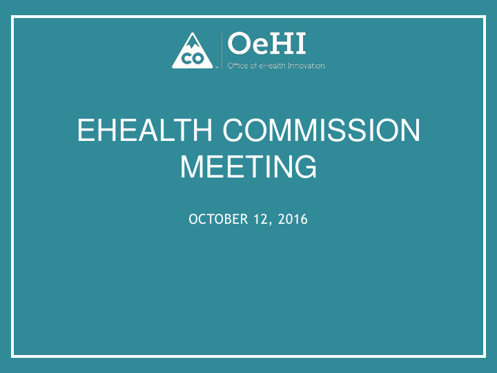 ehealth commission meeting
