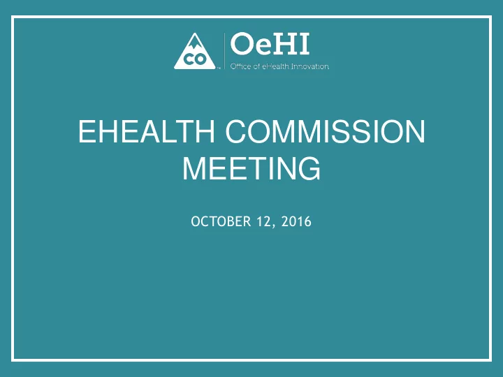 ehealth commission meeting