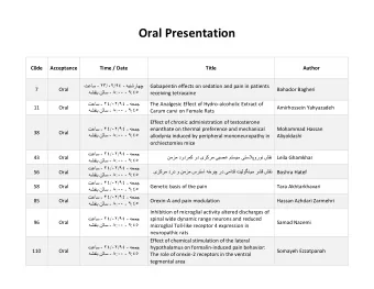 Oral Presentation  C0de  Acceptance  Time / Date  Title  Author  - 94/02/23 -