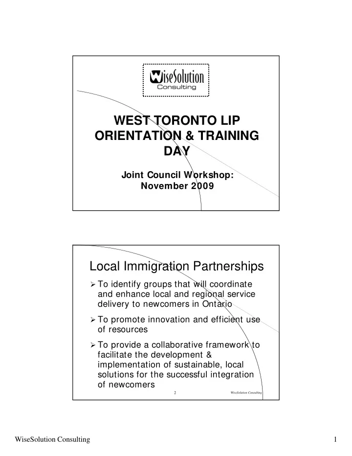 west toronto lip orientation training day