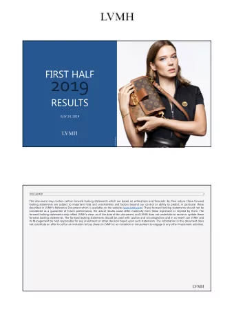 2019  RESULTS  JULY 24, 2019  Louis Vuitton  DISCLAIMER  2  This document may contain certain