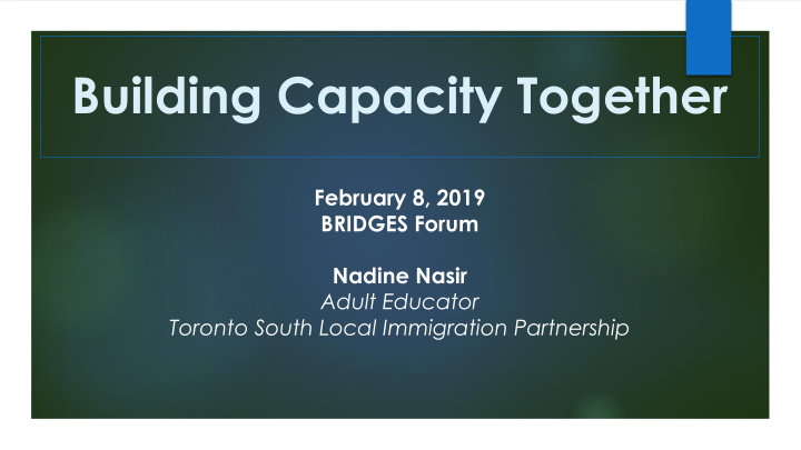 building capacity together