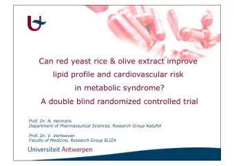 Can red yeast rice &amp; olive extract improve  lipid profile and cardiovascular risk  in metabolic