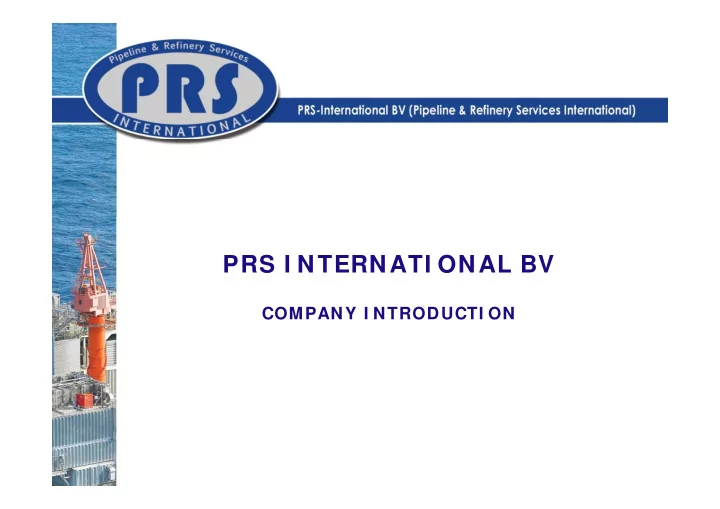 prs i nternati onal bv