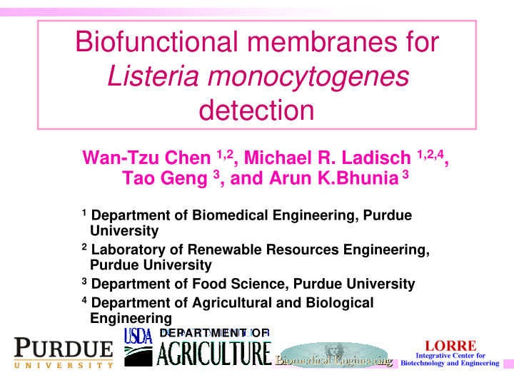 biofunctional membranes for listeria monocytogenes