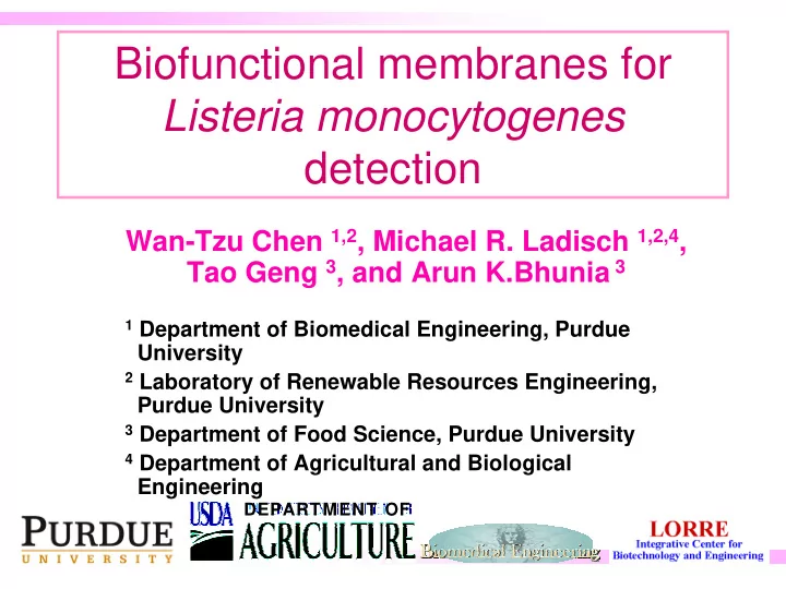 biofunctional membranes for listeria monocytogenes