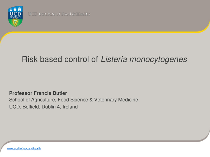 risk based control of listeria monocytogenes