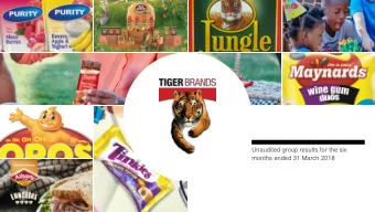 Unaudited group results for the six  months ended 31 March 2018  Index  Listeria update  Results