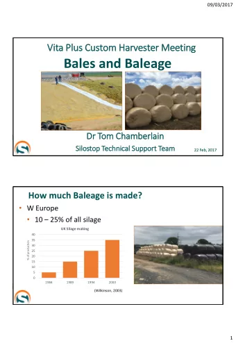 Bales and Baleage  Dr Tom Chamberlain  Silostop Technical Support Team  22 Feb  eb, 2017  How much