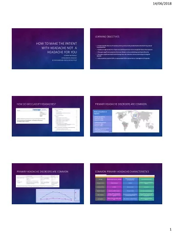14/06/2018  LEARNING OBJECTIVES  HOW TO MAKE THE PATIENT    1. Understand the features of common
