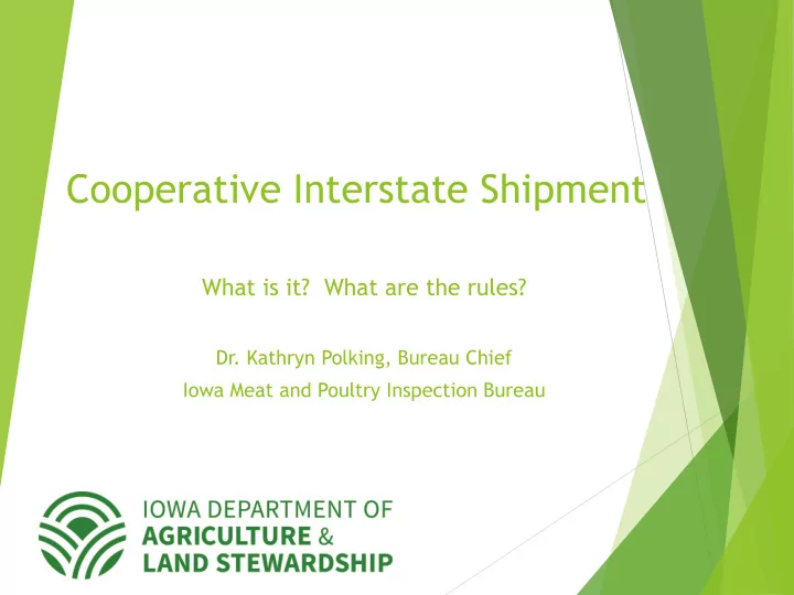cooperative interstate shipment