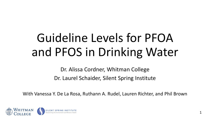 guideline levels for pfoa and pfos in drinking water