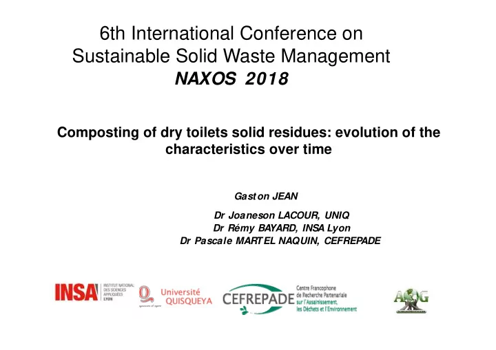 6th international conference on sustainable solid waste