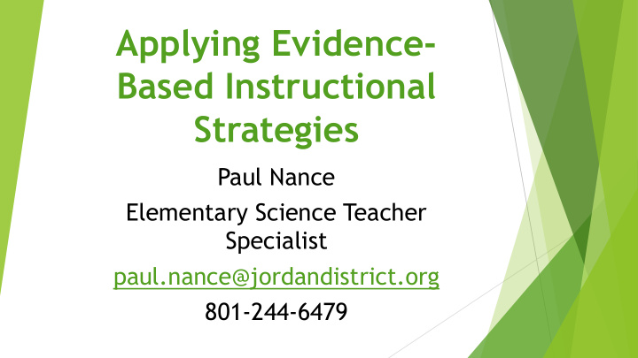 applying evidence based instructional strategies