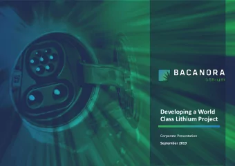 Developing a World  Class Lithium Project  Corporate Presentation  September 2019  DISCLAIMER