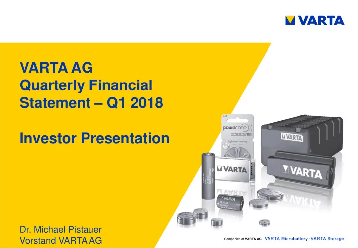 varta ag quarterly financial statement q1 2018 investor