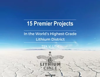 15 Premier Projects  April, 2018  Disclaimer  Dawn of  of the  Lithium-Ion Age  600  500  400  300