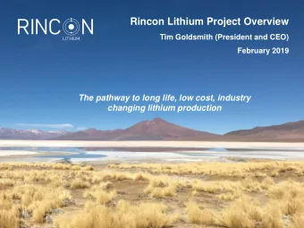 Presentation title here  Tim Goldsmith (President and CEO)  Presenter name  February 2019  date