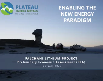 PARADIGM  FALCHANI LITHIUM PROJECT  Preliminar y Economic Assessment (PEA)  F e b r u a r y  2 0 2