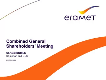 Shareholders  Meeting  Christel BORIES  Chairman and CEO  26 MAY 2020  Disclaimer Certain