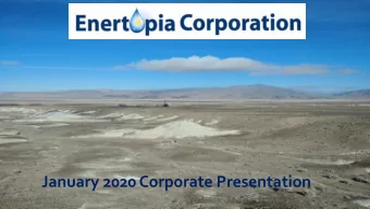 January 2020 Corporate Presentation  1  Disclaimer  This presentation includes forward-looking