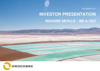INVESTOR PRESENTATION RICHARD SEVILLE  MD &amp; CEO  1  CAUTIONARY NOTES  This presentation has