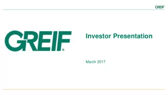 Investor Presentation  March 2017  SAFE HARBOR  FORWARD-LOOKING STATEMENTS    This presentation