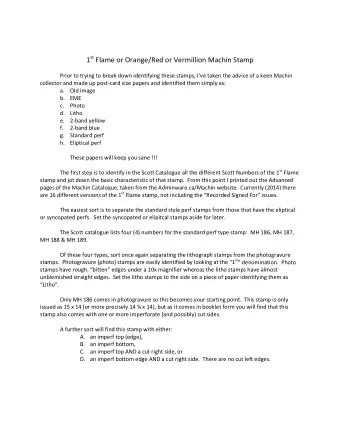 1 st Flame or Orange/Red or Vermillion Machin Stamp  Prior to trying to break down identifying