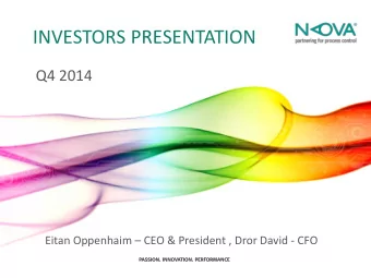 CAUTIONARY STATEMENT REGARDING FORWARD-LOOKING  STATEMENTS  This presentation includes statements