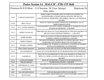 Poster Session 1A , HALL'B' , FTK CIT Hall  Chairman Dr B D Khan    Co Chairman  Dr Umar Jahangir