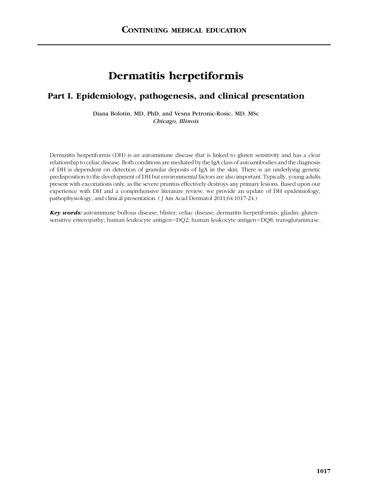 dermatitis herpetiformis