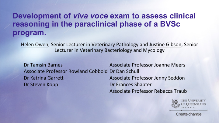 development of viva voce exam to assess clinical