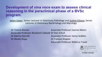 Development of viva voce exam to assess clinical  reasoning in the paraclinical phase of a BVSc