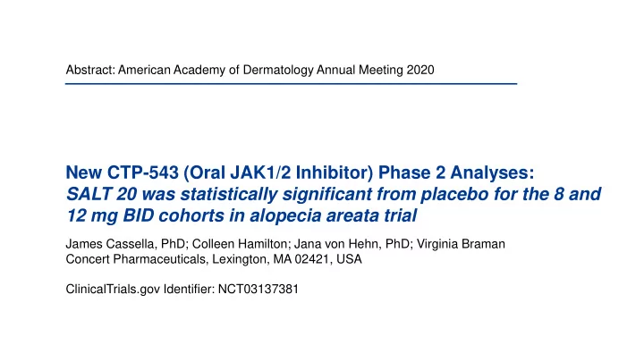 salt 20 was statistically significant from placebo for