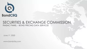 SECURITIES &amp; EXCHANGE COMMISSION FIMSAC PANEL  BOND PRICING DATA SERVICES June 1 st , 2020