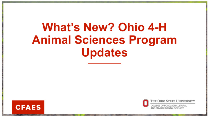 what s new ohio 4 h animal sciences program updates food