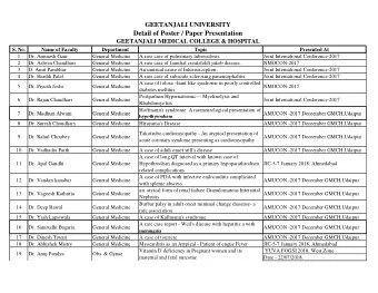 Detail of Poster / Paper Presentation  GEETANJALI MEDICAL COLLEGE &amp; HOSPITAL  S. No.  Name of