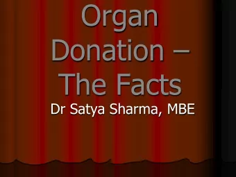Organ Donation   The Facts  Dr Satya Sharma, MBE Peters Story  Died aged 24 in 1989  17