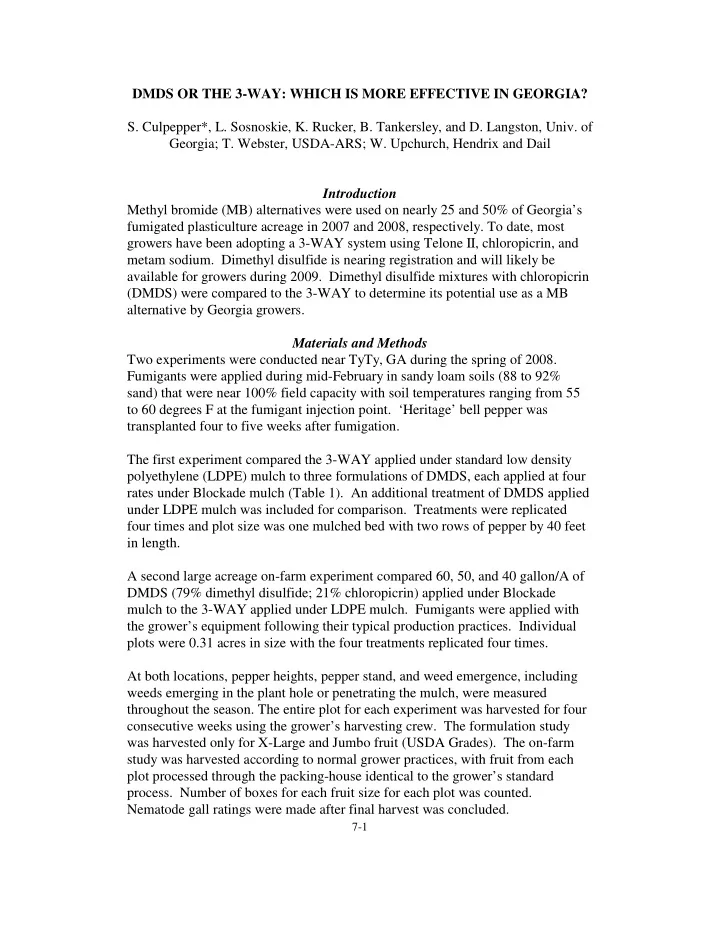 dmds or the 3 way which is more effective in georgia s