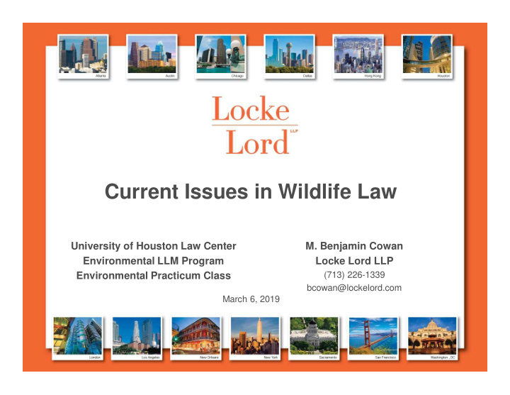 current issues in wildlife law