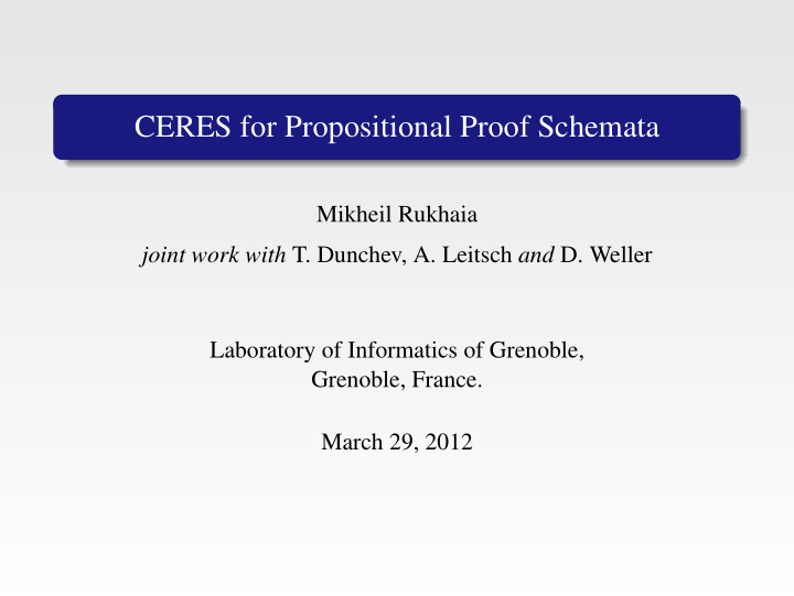 ceres for propositional proof schemata